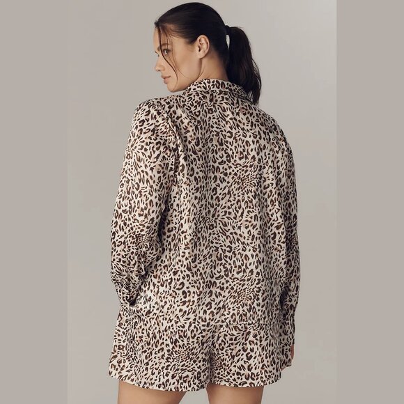 NEW Maeve - Size Large Women's Long-Sleeve Leopard Print Scarf Blouse - Brown - Picture 7 of 8